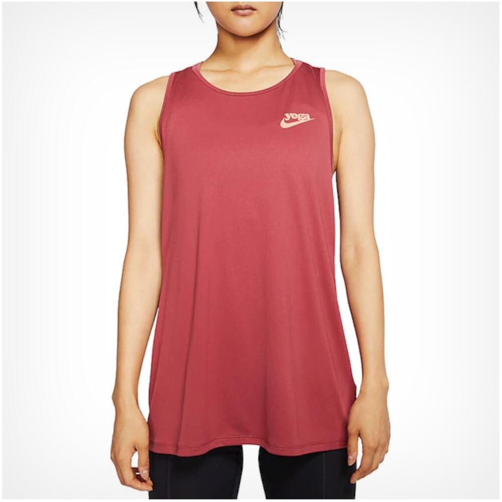 Nike Dri-Fit Terra Cotta Red Singlets Keyhole Training Yoga Athletic Tank Top